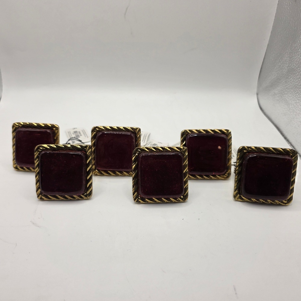 Pier 1 Imports Set of 6 Red Square Resin Gold Rope Napkin Rings SKU 2963340 NEW - Picture 3 of 6